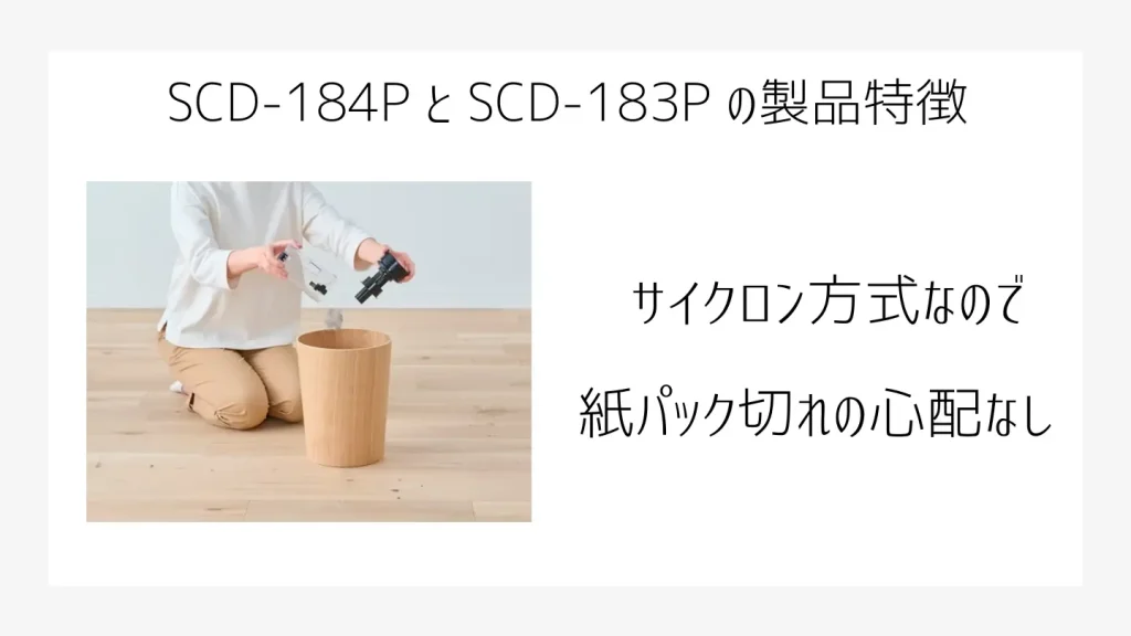 SCD-184P、SCD-183Pの製品特徴説明、サイクロン方式